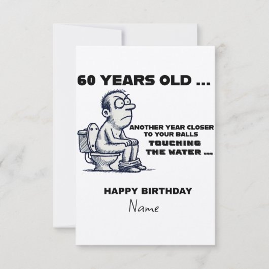 水の中のボール、面白い60歳の誕生日カードに (正面)