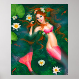 水の中のポスター – ファンタジー人魚,湖 ポスター
