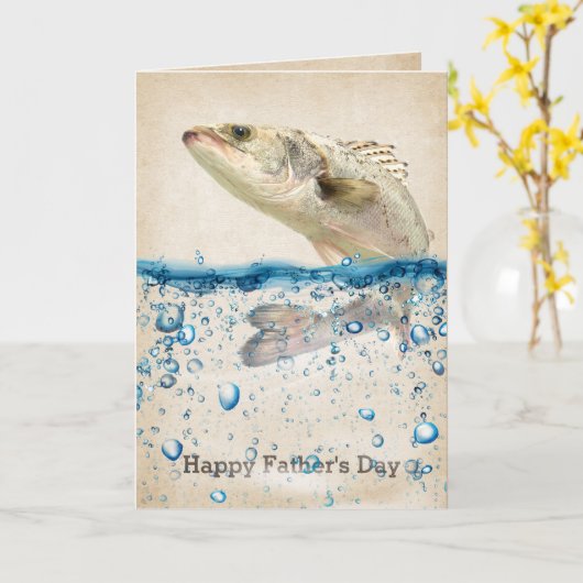 水の中の大きな魚お父さんの日 カード (黄色い花)