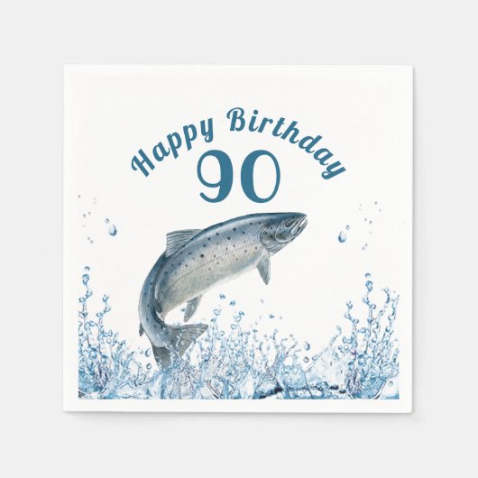 水の中の大きな魚90th誕生日パーティナプキンス スタンダードカクテルナプキン (正面)