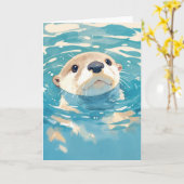 水の中の奇妙なきらめく娘 カード (黄色い花)