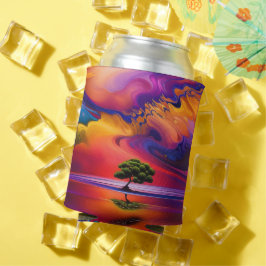 水の中の孤独なツリーカラフルの空をパーソナライズ 缶クーラー