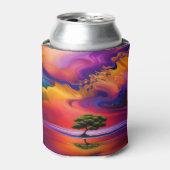 水の中の孤独なツリーカラフルの空をパーソナライズ 缶クーラー (缶正面)