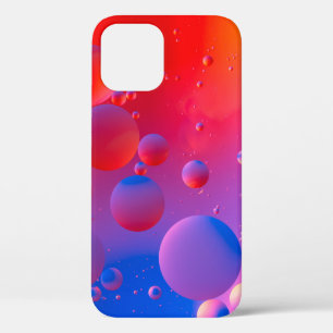 水の中の油の滴でカラフルの背景と布 iPhone 12ケース