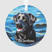 水の中の黒い研究室 オーナメント (裏面)