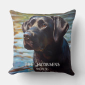 水の中の黒い研究室 クッション (正面)