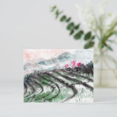 水の中国の色の穏やかな棚田 ポストカード (スタンド正面)