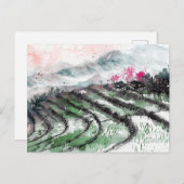 水の中国の色の穏やかな棚田 ポストカード (正面/裏面)