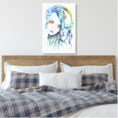 水の人魚女性超現実的幻想の肖像画アート キャンバスプリント (インサイチュ (寝室))