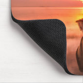 水の体に白い列ボート マウスパッド (コーナー)