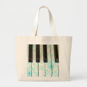 水の円が付いているピアノ鍵 ラージトートバッグ