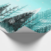 水の冬の森林で落ちる雪片 ラッピングペーパー (角)