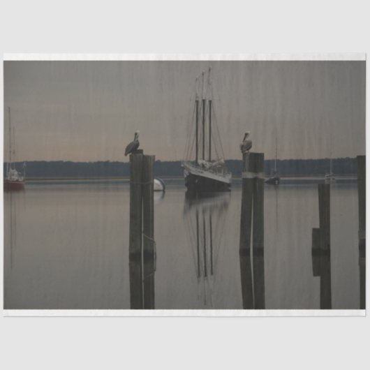 水の切り離しの上の静かな水上ボート 薄葉紙 (正面)