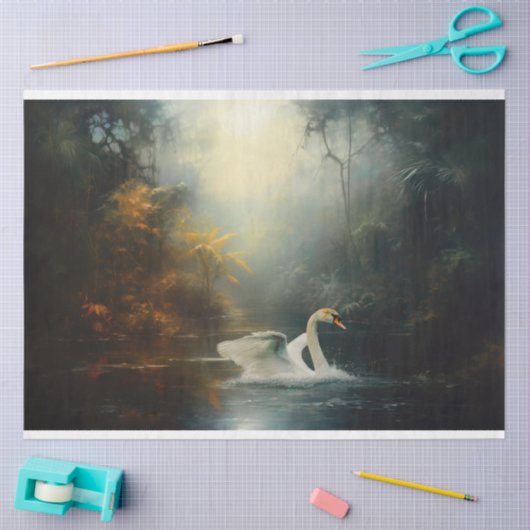 水の切り離しの中で1羽の白鳥を活性化させる 薄葉紙 (クラフト)