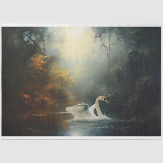 水の切り離しの中で1羽の白鳥を活性化させる 薄葉紙 (正面)