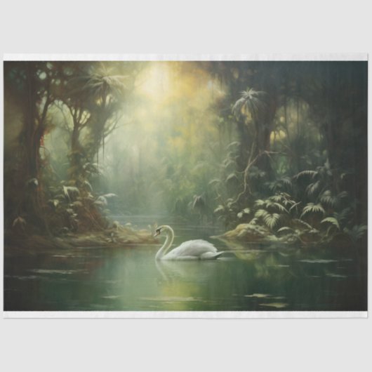 水の切り離しの中で2羽の白鳥を若返らせる 薄葉紙 (正面)