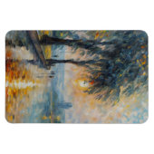 水の印象派の風景芸術による穏やかな夕日 マグネット (横)