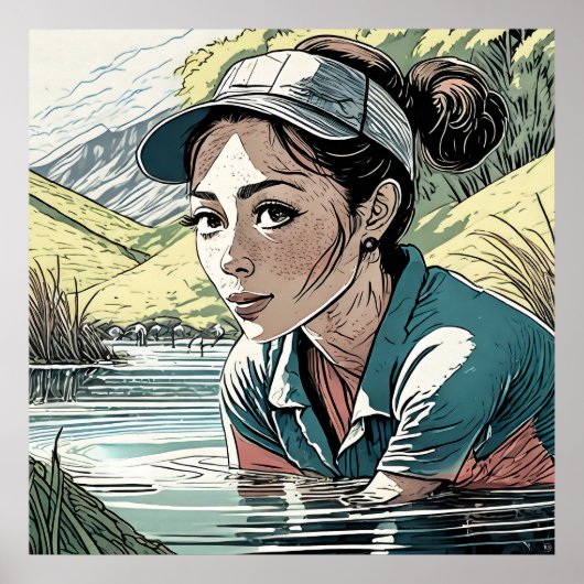 水の危険 – ゴルフアートプリント ポスター (正面)