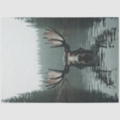 水の反射の大きな〔雄ジカの〕枝角で切り離し 薄葉紙 (正面)