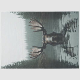 水の反射の大きな〔雄ジカの〕枝角で切り離し 薄葉紙