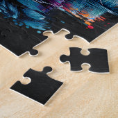 水の反射を見ているタイガー ジグソーパズル (側面)