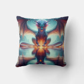 水の反射を見る神秘的なブルードラゴン クッション (裏面)