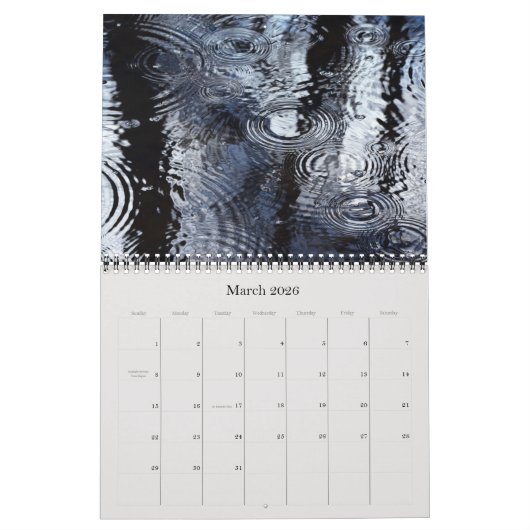 水の反射自然撮影カレンダー カレンダー (3月 2026)