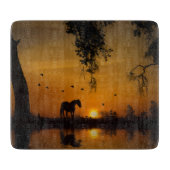 水の国と美しい馬と夕日 カッティングボード (正面)