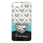 水の堅いフェイクなラインストーンのハートのiPhone 7 Case-Mate iPhoneケース (裏面)