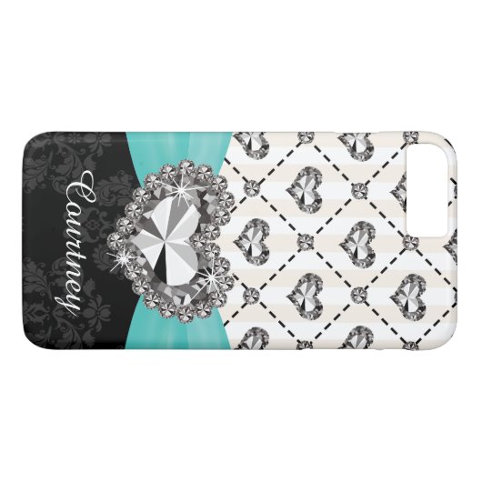 水の堅いフェイクなラインストーンのハートのiPhone 7 Case-Mate iPhoneケース (裏面(横))