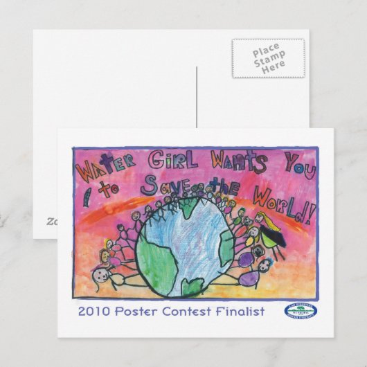 水の女の子が水をくれ ポストカード (正面/裏面)