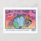 水の女の子が水をくれ ポストカード (正面)