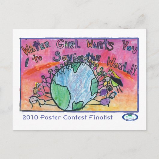 水の女の子が水をくれ ポストカード (正面)