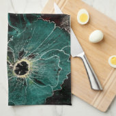 水の巨大なヴィンテージのアールデコの花 キッチンタオル (四つ折り)