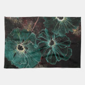水の巨大なヴィンテージのアールデコの花 キッチンタオル (横)