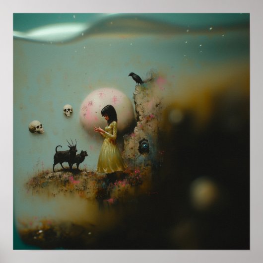 水の巫女Raven Witchy AIアートマット値 ポスター (正面)