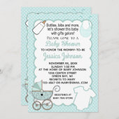 水の帆立貝のベビーシャワーの招待状をカスタマイズ 招待状 (正面/裏面)