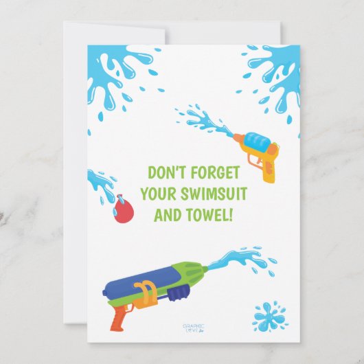 水の戦争の誕生日パーティー、任意の年齢を取得 招待状 (裏面)