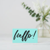 水の手書きの原稿の黒のミニマルなこんにちは 名刺 (スタンド正面)