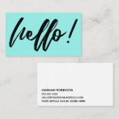 水の手書きの原稿の黒のミニマルなこんにちは 名刺 (正面/裏面)