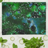 水の植物ラグーンの夜の写真の欠陥モザイク キッチンタオル (折り畳み)