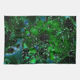 水の植物ラグーンの夜の写真の欠陥モザイク キッチンタオル