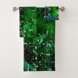 水の植物ラグーンの夜の写真の欠陥モザイク バスタオルセット