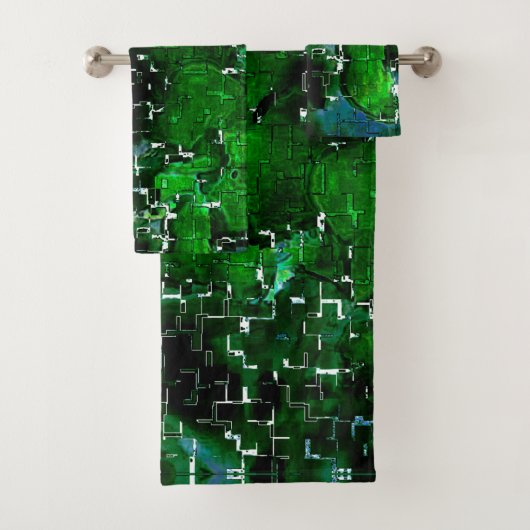 水の植物ラグーンの夜の写真の欠陥モザイク バスタオルセット (インサイチュ)