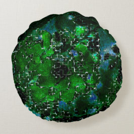 水の植物ラグーンの夜の写真の欠陥モザイク ラウンドクッション