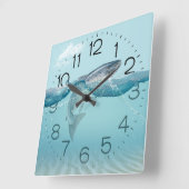 水の正方形の壁の時計に大きな魚 スクエア壁時計 (傾斜)