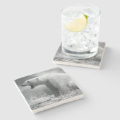 水の氷の白い白くまのハンター ストーンコースター (横)