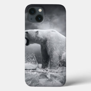 水の氷の白い白くまのハンター iPhone 13ケース