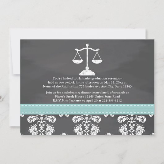 水の法律学校の黒板の卒業の発表 招待状 (裏面)