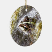 水の泡とカエルの卵に浸るカエル セラミックオーナメント (右)